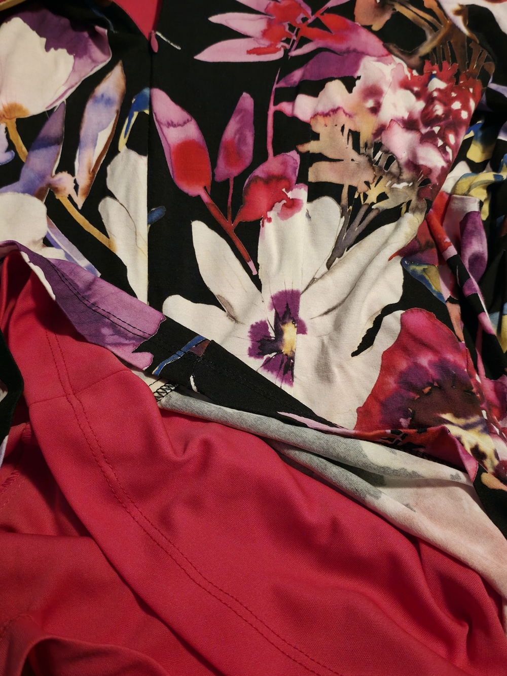 4/$97 Deal! Frank Lyman Design Black Floral Bell-Sleeve Dress with Pink & Purple - Picture 9 of 16